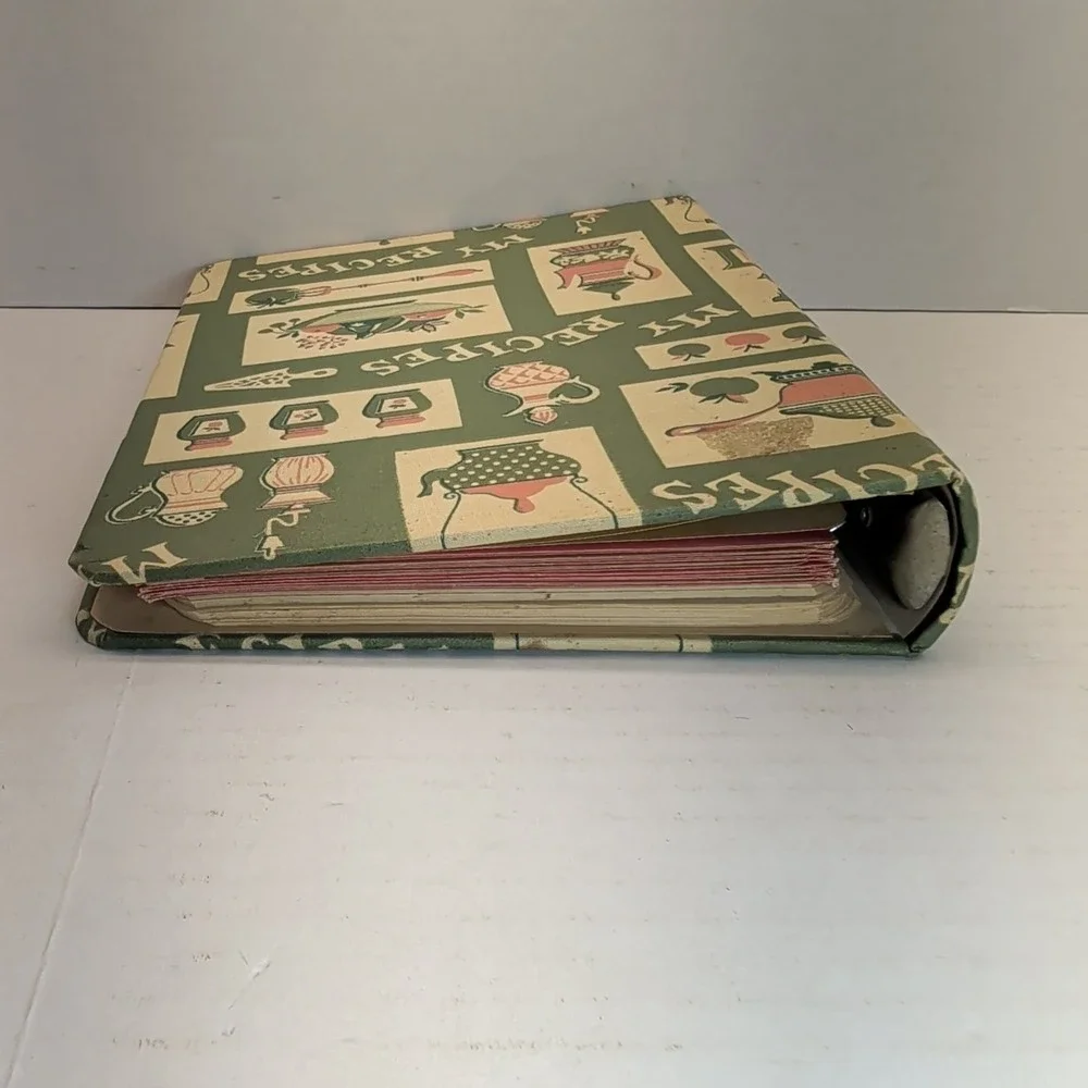 Vintage My Recipes 1964 Cookbook Envelopes Blank Green 3-Ring Binder